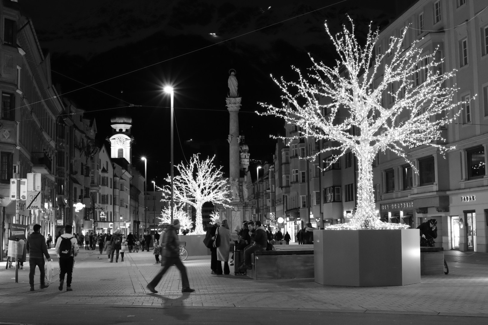 Innsbruck street at night