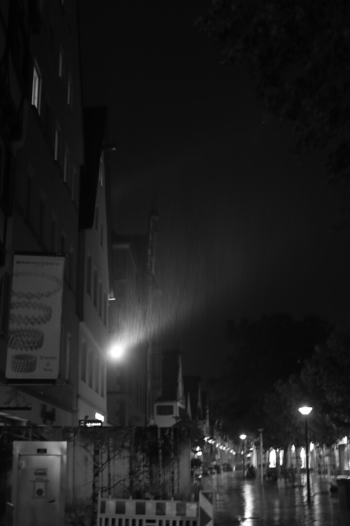 b/w longish exposure of heavy rain