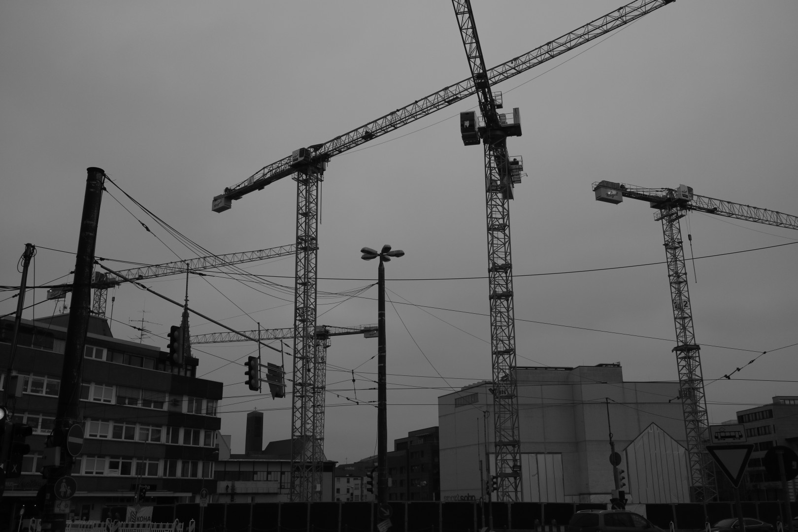 cranes and wires